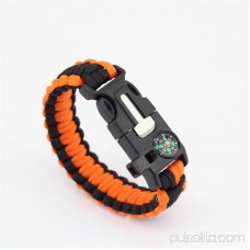 Paracord Survival Bracelet Compass/Flint/Fire Starter/Whistle Camping Gear/Kit (Black)